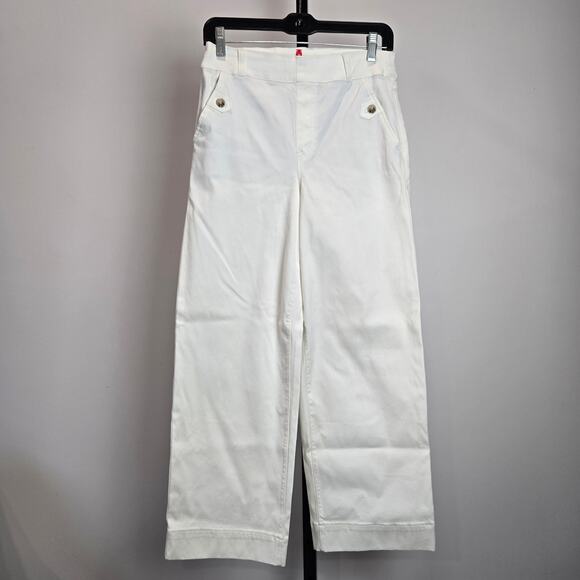 SPANX Super Smooth Stretch Twill Cropped Wide Leg Pant Classic White Medium - Picture 2 of 6